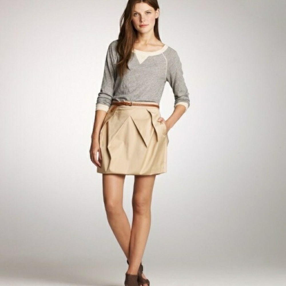 j crew lunette pleated bubble skirt in navy.